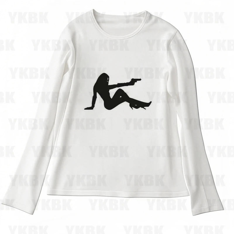 Harajuku Y2k Aesthetic Y2k Crop Top Women Sexy Girl Print Graphics Baby Tee Goth