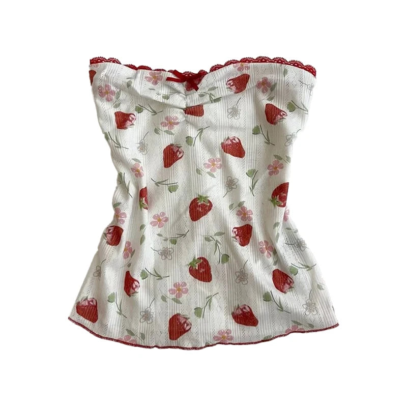 Women's Sweet and cute fairy tale style Y2K casual slim crop top polka dot kawaii bow lace all-match American Gothic cartoon top