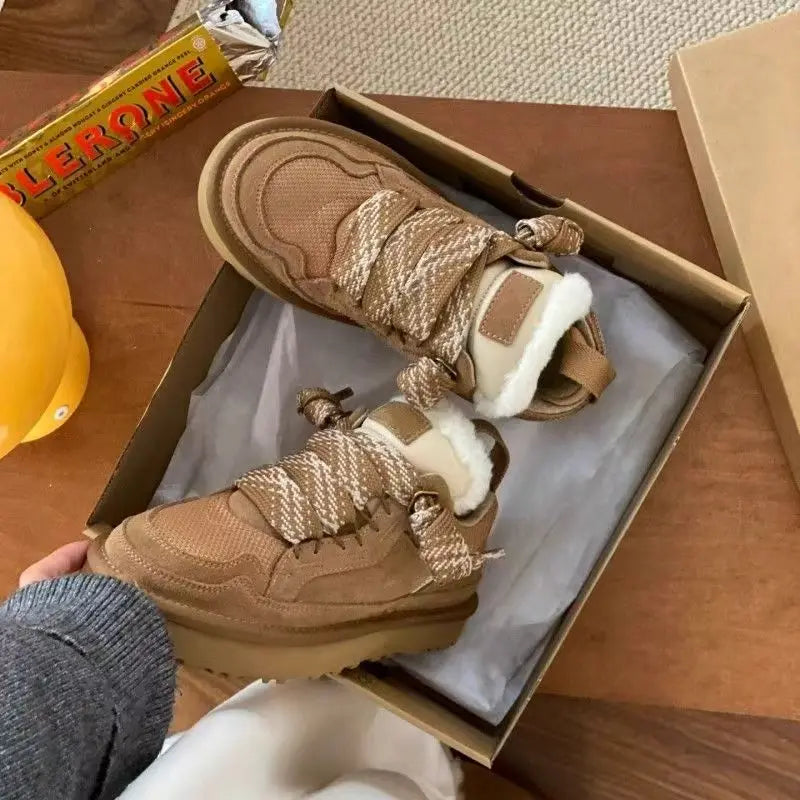 Ultra-small Platform Shoes, Snow Snow Shoes, Winter, Chestnut and Chestnut bowl Shoes