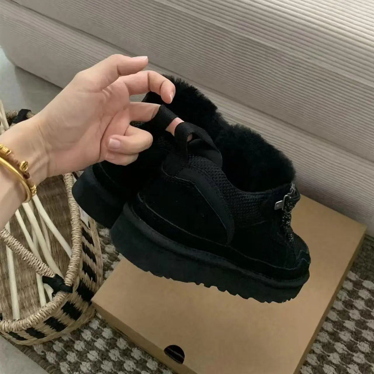 Ultra-small Platform Shoes, Snow Snow Shoes, Winter, Chestnut and Chestnut bowl Shoes