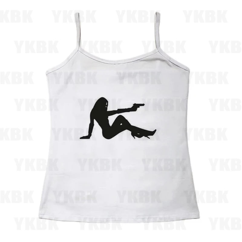 Harajuku Y2k Aesthetic Y2k Crop Top Women Sexy Girl Print Graphics Baby Tee Goth