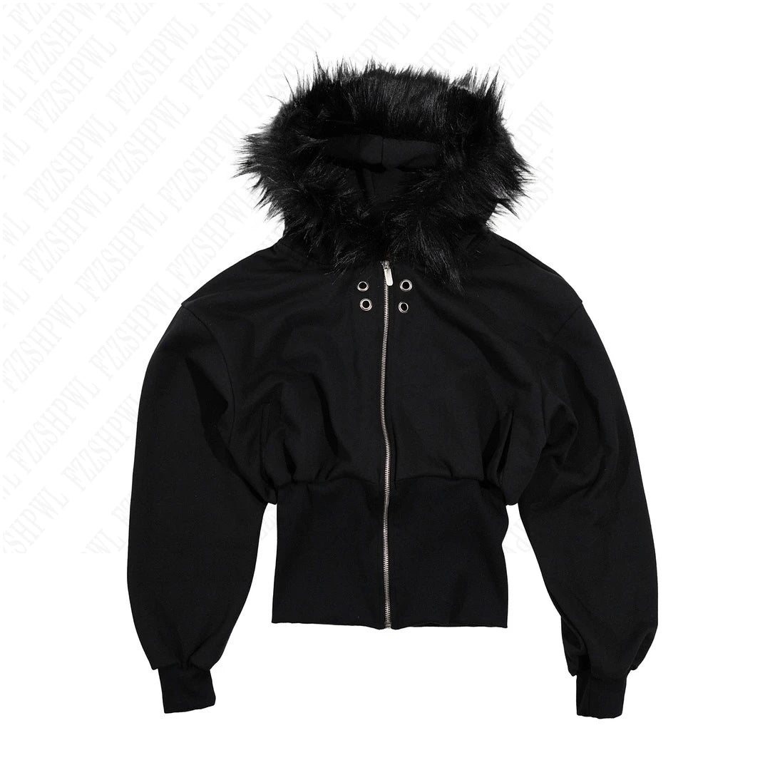 Millennial y2k vintage Spice girl slim slim waist pink zipper hooded hoodie jacket female autumn/winter design sense woolly hat