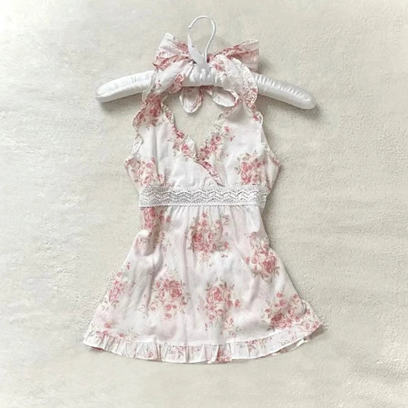 Women's Sweet and cute fairy tale style Y2K casual slim crop top polka dot kawaii bow lace all-match American Gothic cartoon top