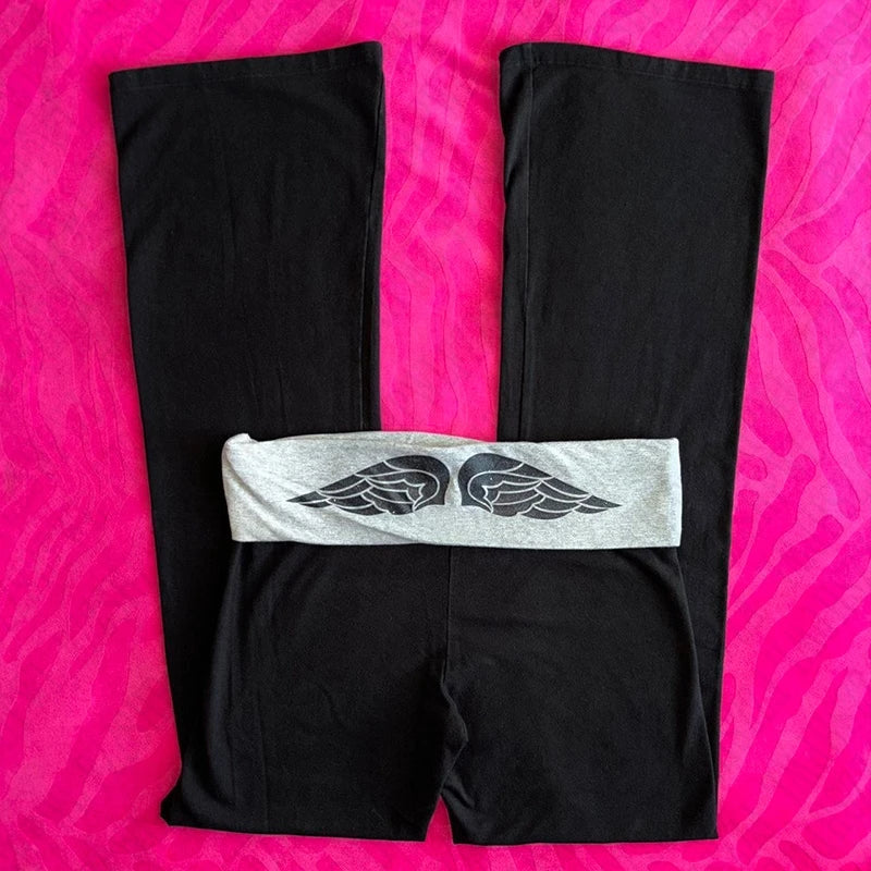 Emo Girls Wavy Slim pants Harajuku Punk Comfortable Aesthetic Y2K Women pants Fashion High Street vintage Yoga Gothic Streetwear