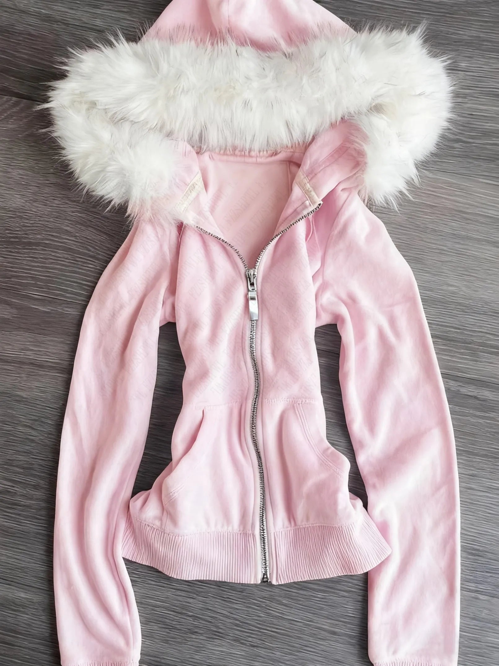 Millennial y2k vintage Spice girl slim slim waist pink zipper hooded hoodie jacket female autumn/winter design sense woolly hat