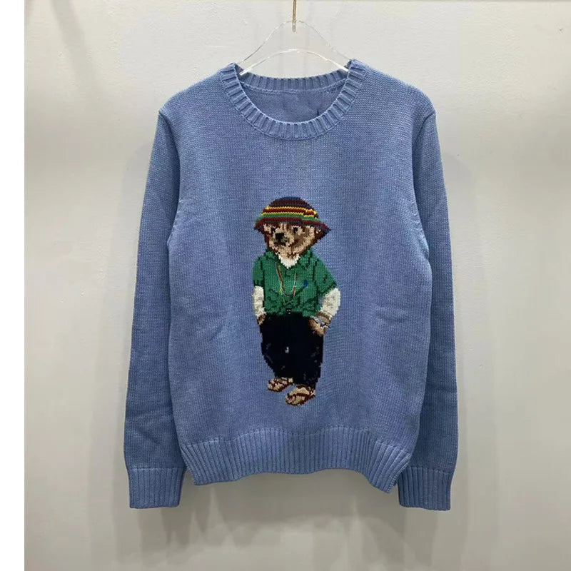 Winter Fashion Women's Chic Letter Graphic Sweater Luxury Feel Jacquard Knit Tops for Fall and Winter Holiday Season