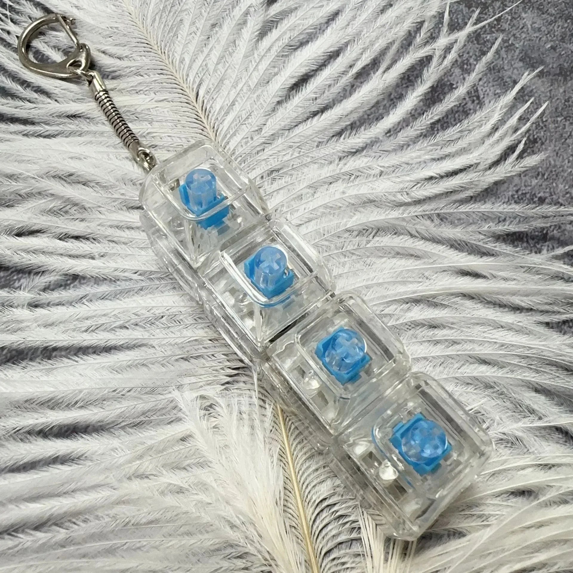 LED Keyboard Keychain Fidget Toys Crystal Clicker Sensory Toy for Stress Relief Keyboard Keychain Fidget Gadget for Adults Kids