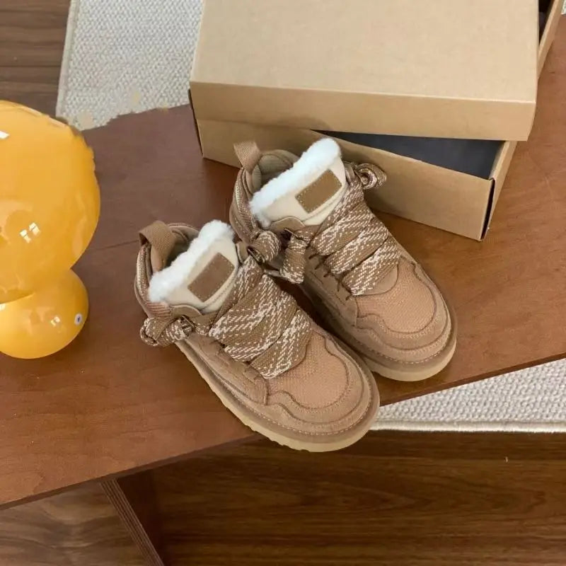 Ultra-small Platform Shoes, Snow Snow Shoes, Winter, Chestnut and Chestnut bowl Shoes