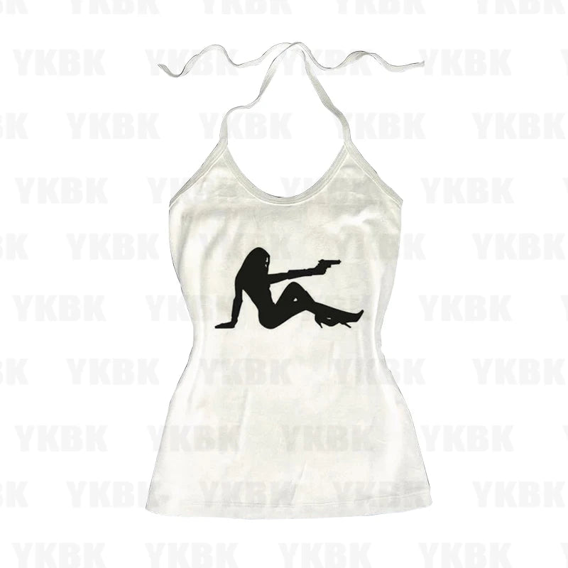 Harajuku Y2k Aesthetic Y2k Crop Top Women Sexy Girl Print Graphics Baby Tee Goth