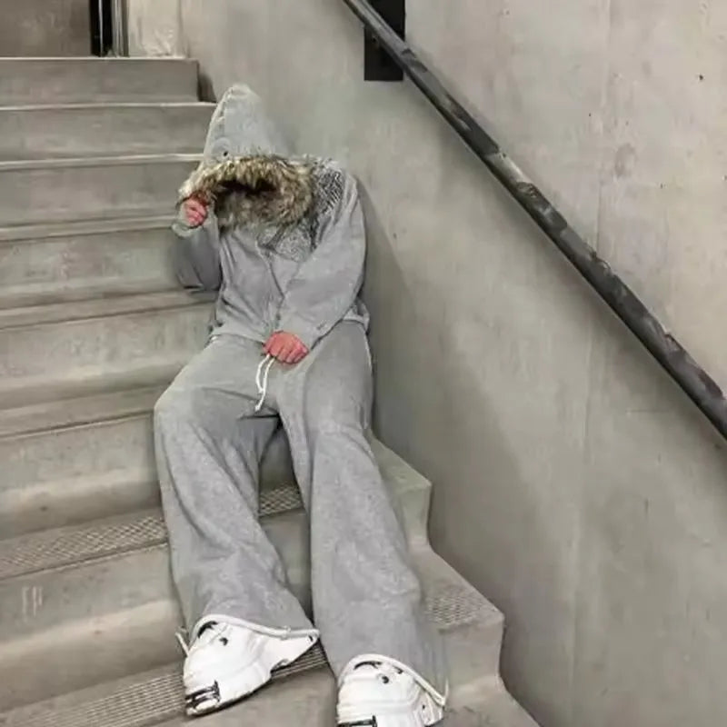 Y2K suitable for both men women zipper thick sportswear jacket with hat simple daily versatile not Autumn and winter new fashion