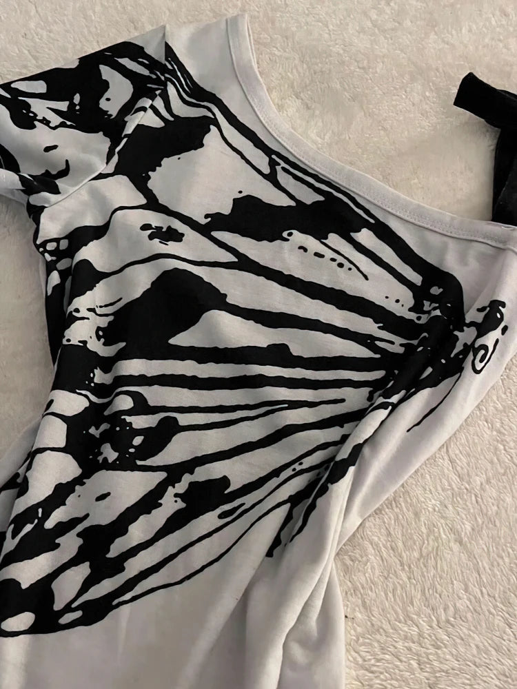 Off shoulder Summer T shirt Women Korean Harajuku