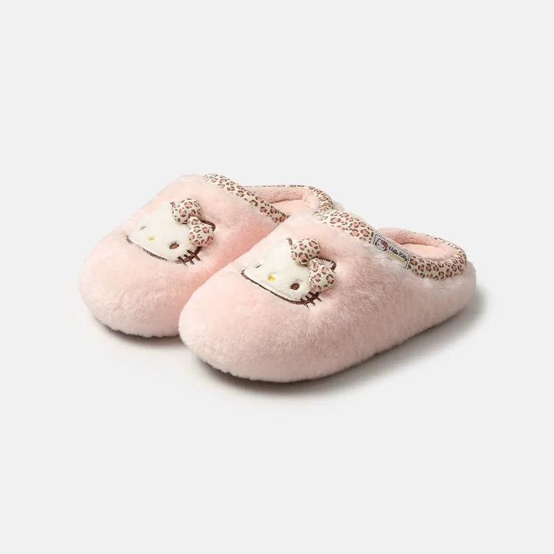 Kawaii Hello Kitty Plush Slippers – Cozy Cartoon Indoor Home Shoes for Women