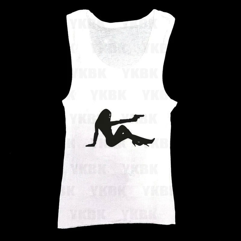 Harajuku Y2k Aesthetic Y2k Crop Top Women Sexy Girl Print Graphics Baby Tee Goth