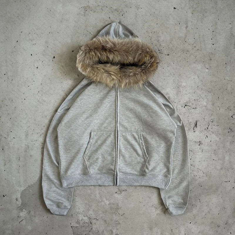 Millennial y2k vintage Spice girl slim slim waist pink zipper hooded hoodie jacket female autumn/winter design sense woolly hat