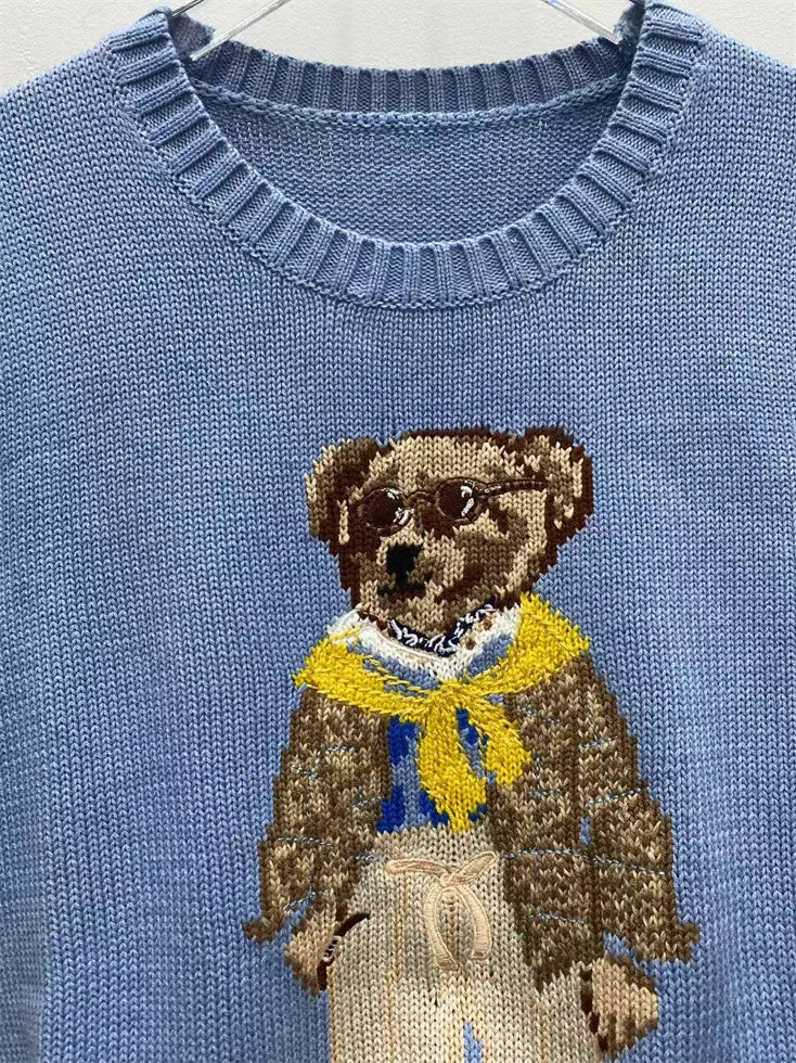 Winter Fashion Women's Chic Letter Graphic Sweater Luxury Feel Jacquard Knit Tops for Fall and Winter Holiday Season