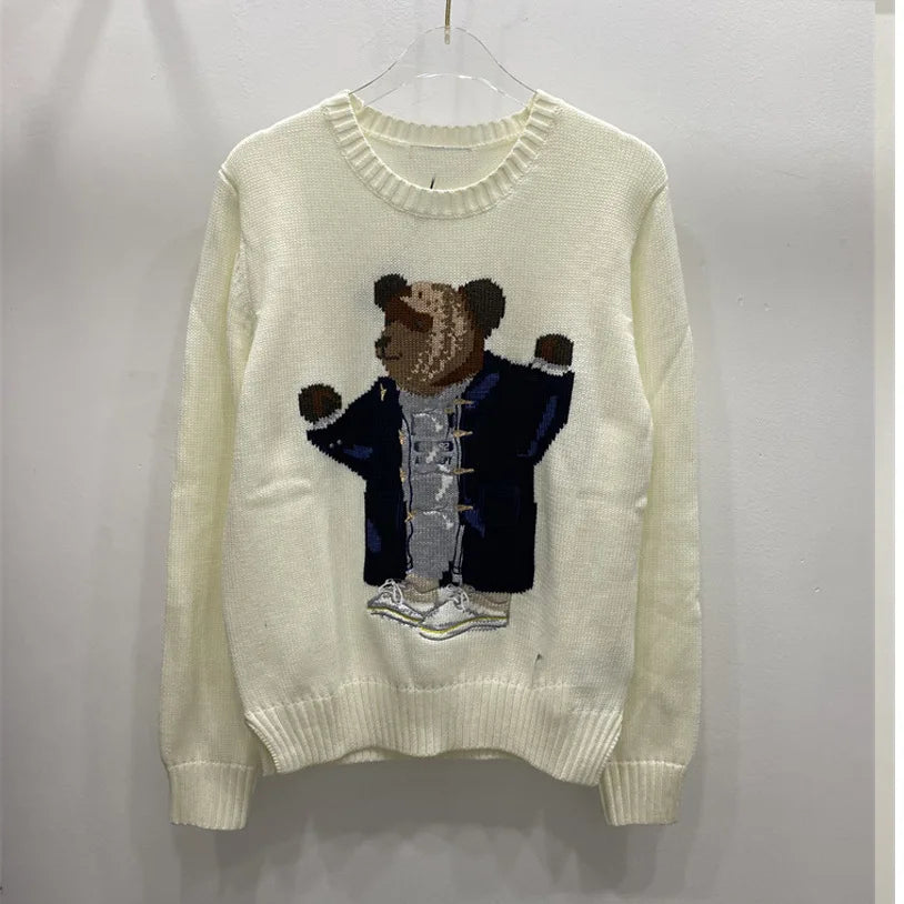 Winter Fashion Women's Chic Letter Graphic Sweater Luxury Feel Jacquard Knit Tops for Fall and Winter Holiday Season