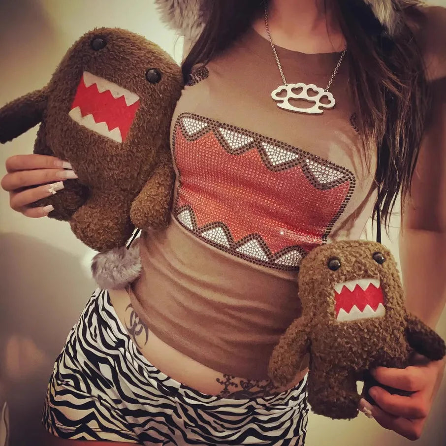 y2k girl summer retro ironing round neck short-sleeved T-shirt sleeveless