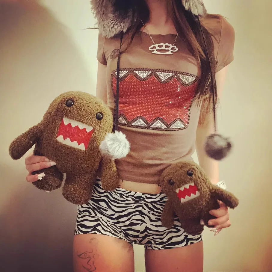 y2k girl summer retro ironing round neck short-sleeved T-shirt sleeveless